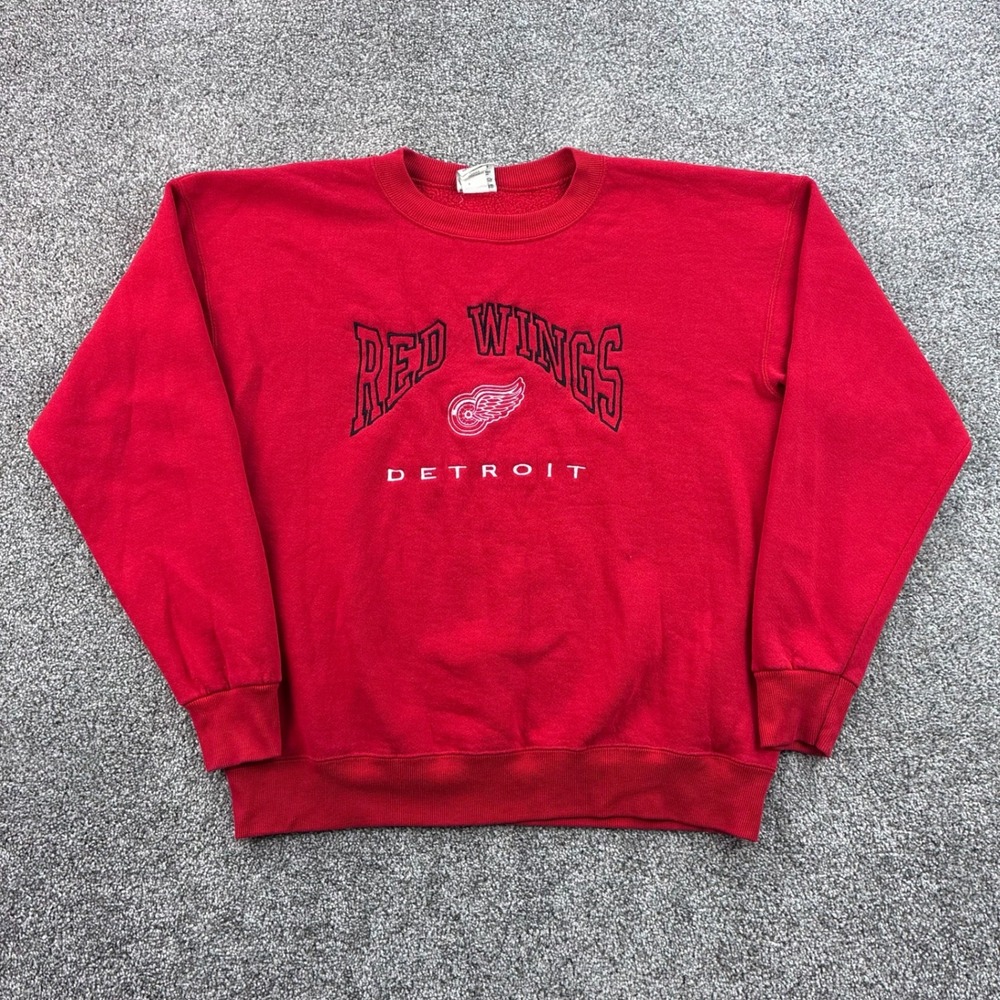 Vintage Red Detroit Red Wings Sweatshirt Mens Large Hockey NHL USA Nutmeg Mills